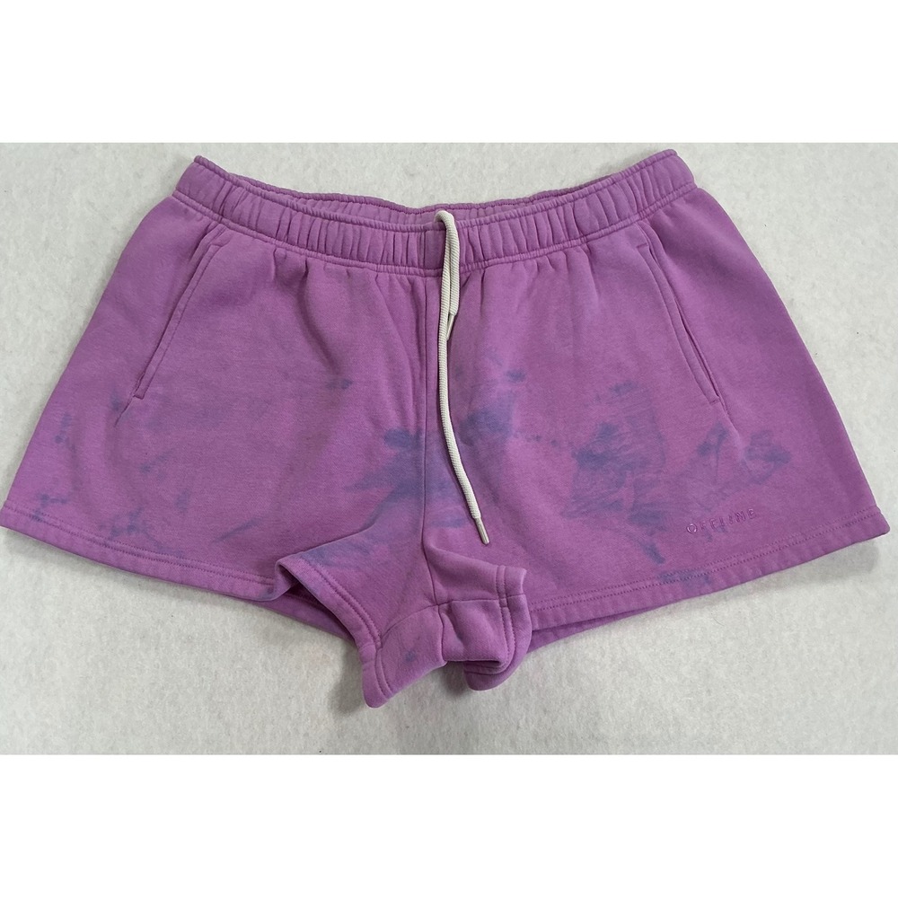 Aerie‎ OFFLINE Women Purple Tie Dye Sweat Shorts Fleece Lined Size Large L 1489